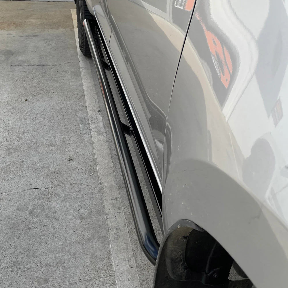 Mazda BT-50 TF 2020+ ANGLED Rock Sliders / Side Steps - Powdercoated (SUPPLIED & FITTED IN STORE ONLY)