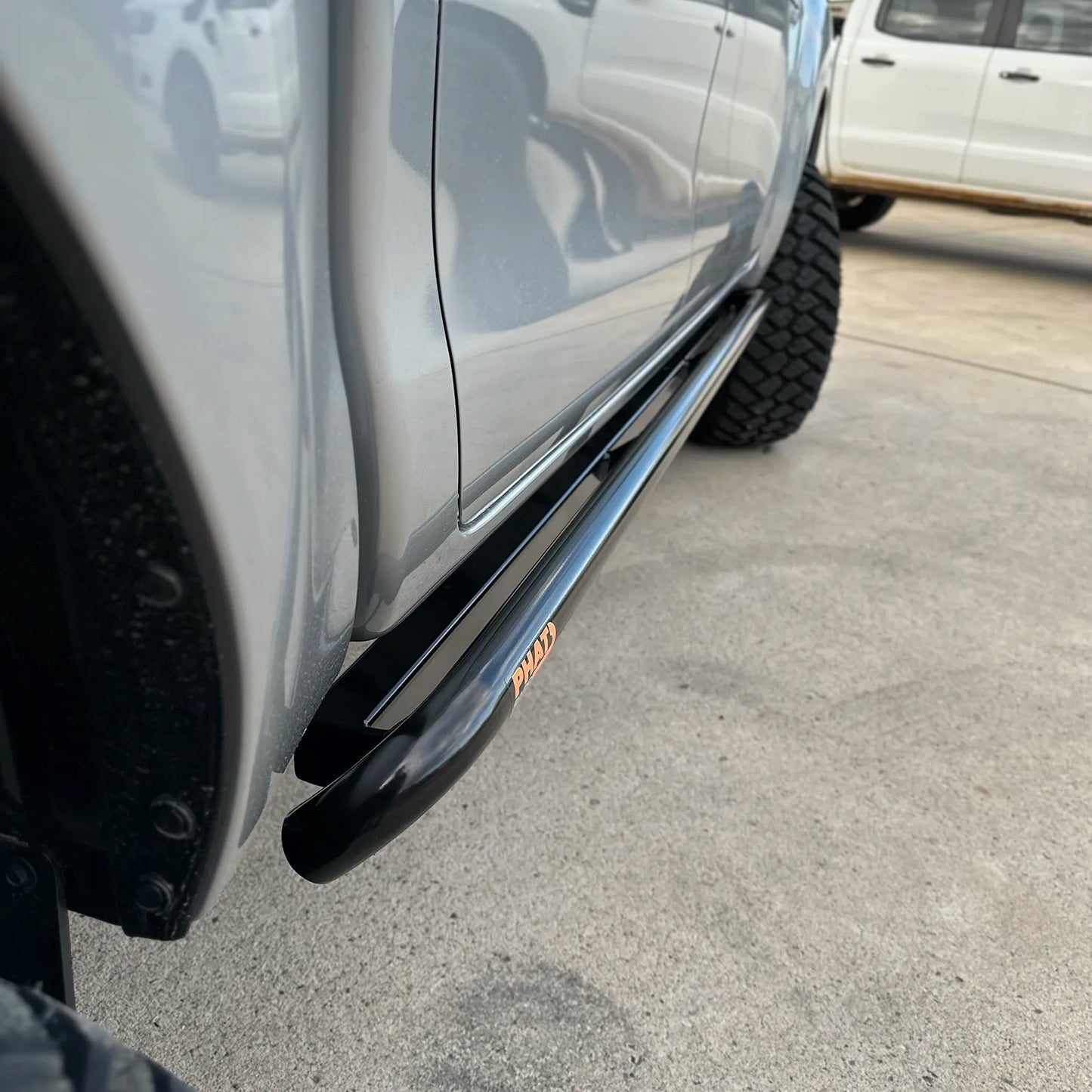 Toyota Hilux N80 ANGLED Rock Sliders / Side Steps - Powdercoated (SUPPLIED & FITTED IN STORE ONLY)